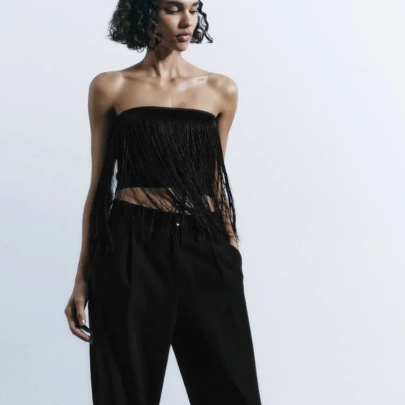 FRINTED KNIT BANDEAU TOP - Picture 1 of 7